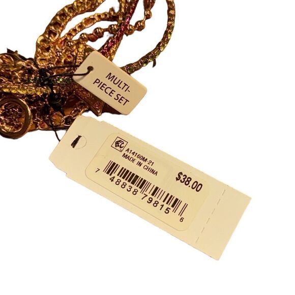 Guess Gold-Tone 6-Pc. Set Crystal Charm Bracelets - Gold - Picture 3 of 3